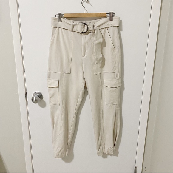Banana Republic Slim Refined Stretch High Rise Cargo Pant Cream/White size 6 - Picture 4 of 15